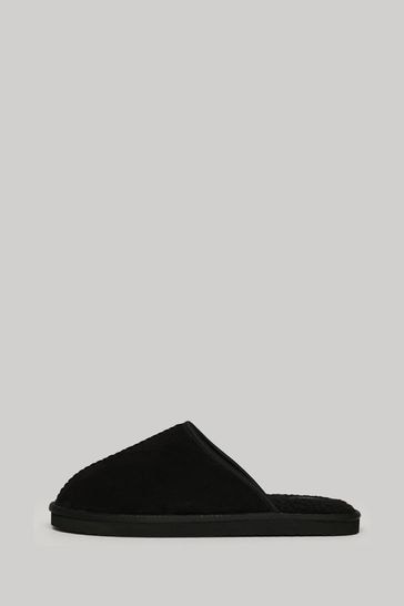 Womens black mule slippers store