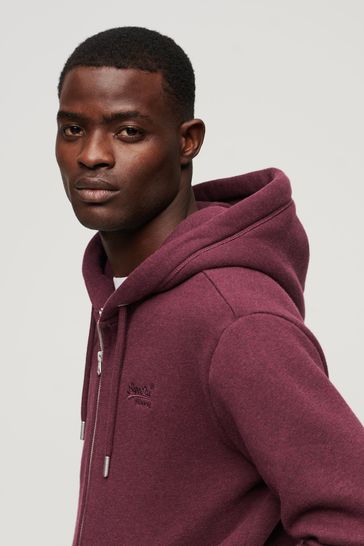 Red superdry zip hoodie sale