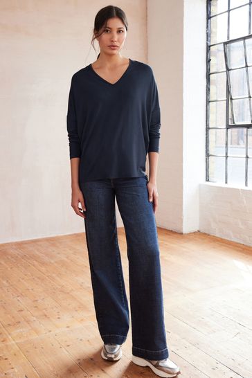 Buy Navy Blue Long Sleeve Tunic Top from Next Sweden