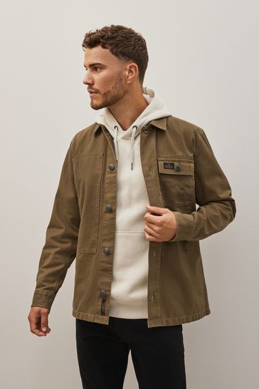 Buy Tan Canvas Utility Shacket Overshirt from Next Saudi Arabia
