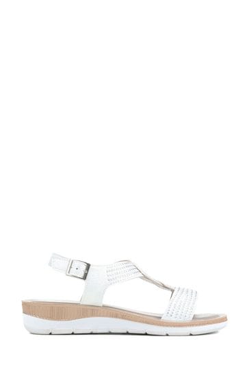 Pavers Woven Ankle Strap White Sandals