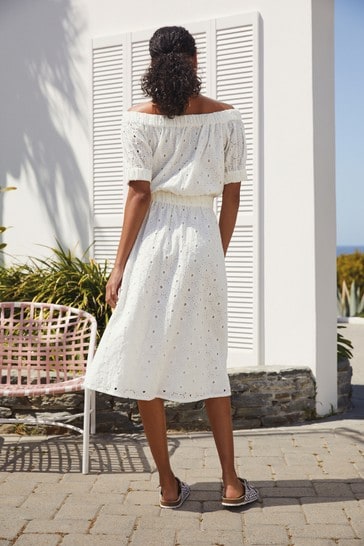 White off the shoulder summer top dress