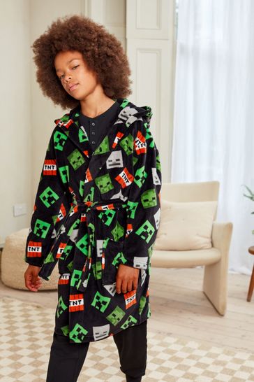 Buy Minecraft Black Fleece Dressing Gown 5 16yrs from Next Luxembourg