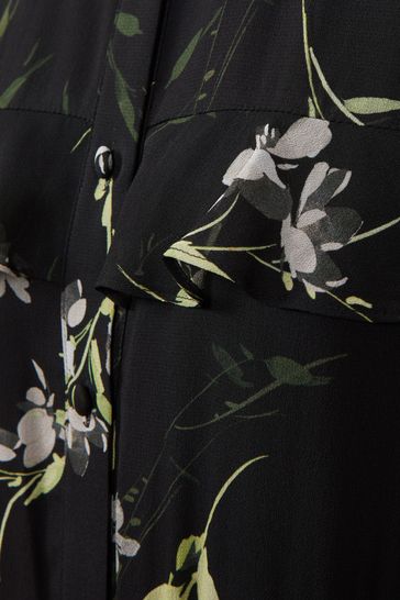 Black silk floral dress store