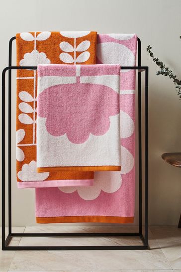 Orla Kiely Pink Cut Stem Tulip Paprika Towel