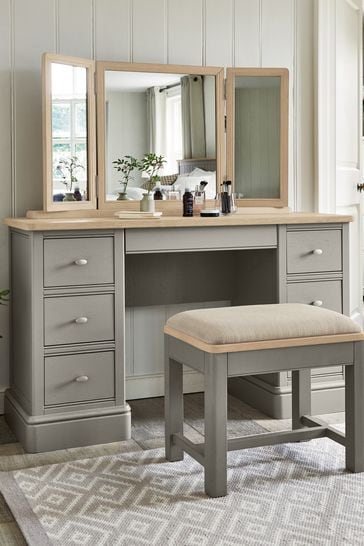 Light Brown Hampton Country Luxe Painted Oak Dressing Table Mirror