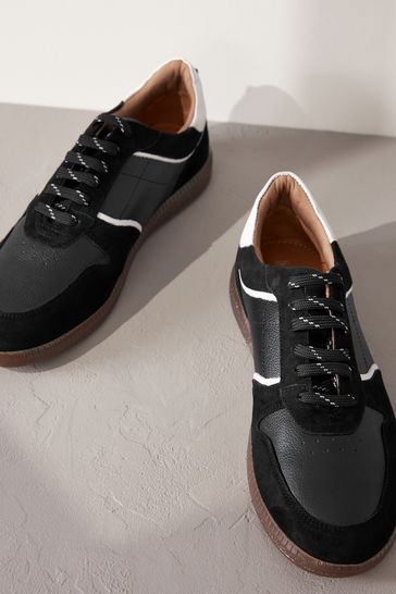 Black Signature Forever Comfort Low Retro Leather Trainers
