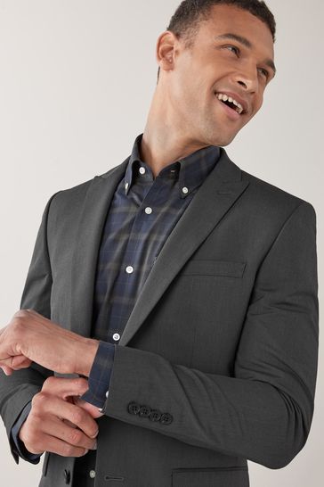 Charcoal Grey Skinny Fit Two Button Suit Jacket