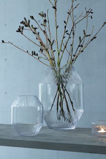 LSA International Silver Rotunda Textured Vase