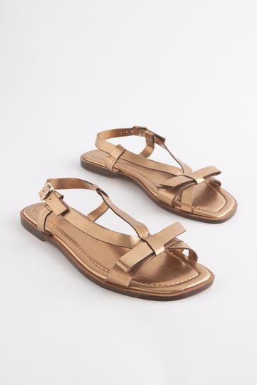Leather online bow sandals