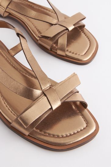 Leather online bow sandals
