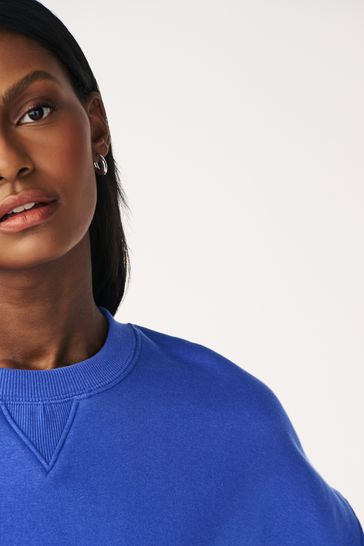 Buy Blue Oversized Heavyweight Brushed Longline Crew Neck Sweatshirt from Next Bahrain