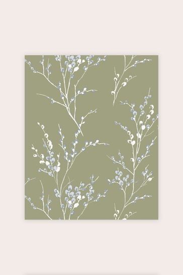 Laura Ashley Moss Green Pussy Willow Wallpaper