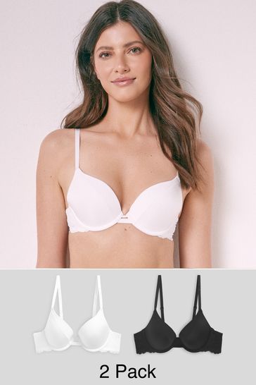 Buy Black/White Smoothing Push-Up Plunge T-Shirt Bras 2 Pack from Next USA