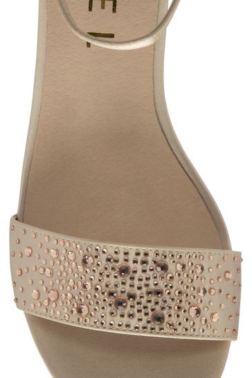 Ravel Gold Ankle Strap Block Heel Diamante Sandals