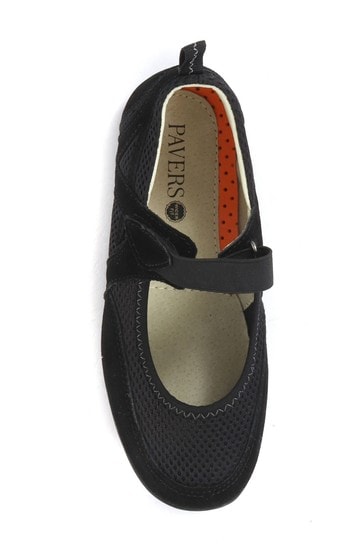 Pavers Black Ladies Touch Fasten Mary Jane Shoes