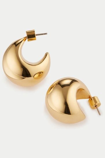 Jigsaw Gold Tone Chunky Dome Earrings