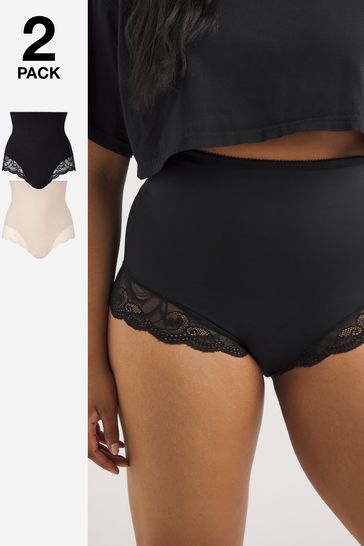 Simply Be Magisculpt Shape And Sculpt Firm Control High Waisted Lace Briefs 2 Pack