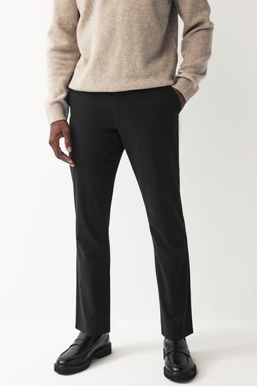 Black Slim Smart Textured Chino Trousers