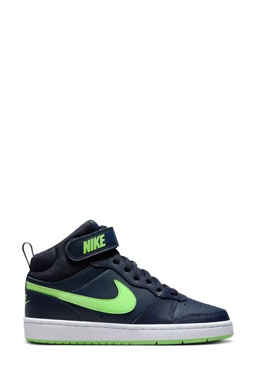 Nike Navy/Lime Youth Court Borough Mid Trainers