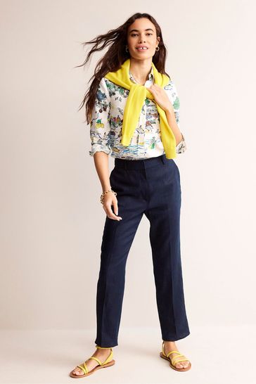 Tapered linen new arrivals trousers womens