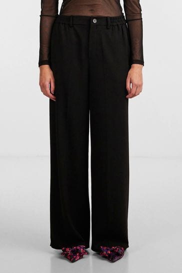 PIECES Black High Waisted Wide Leg Trousers