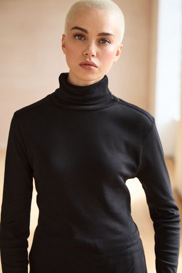 Black long sleeve polo neck top hotsell