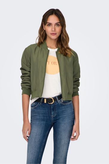 ONLY Green Zip Up Bomber Jacket