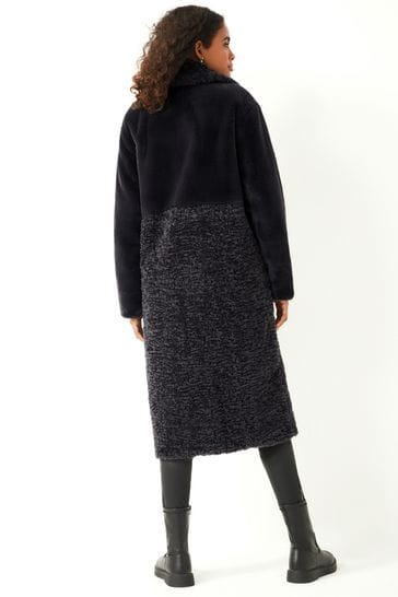 Dark grey faux fur longline coat store