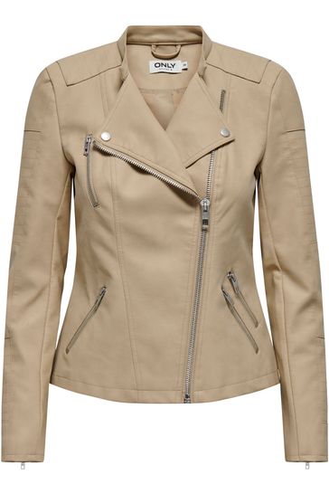 Cream cheap collarless jacket