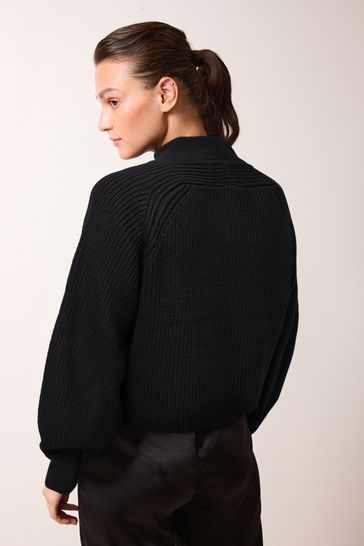 Black zip shop cardigan womens