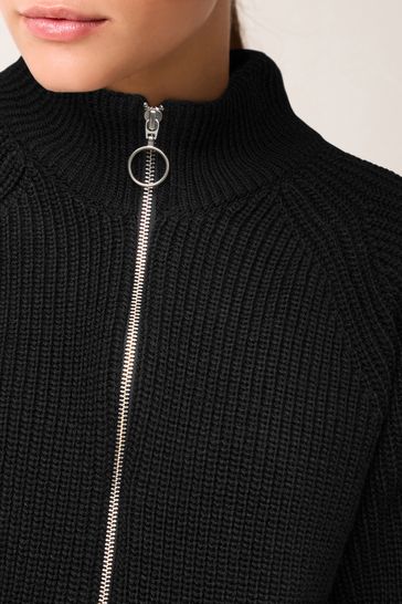 Buy Black Zip Cropped Cardigan from Next Luxembourg