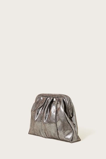 Monsoon silver clutch bag outlet