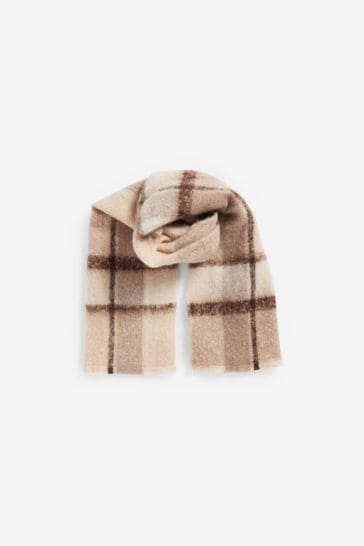 Neutral Check Soft Brushed Scarf (3-16yrs)
