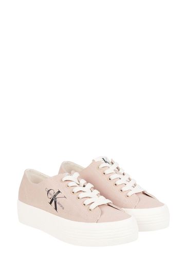 Buy Calvin Klein Pink Flatform Essential Monogram Trainers from