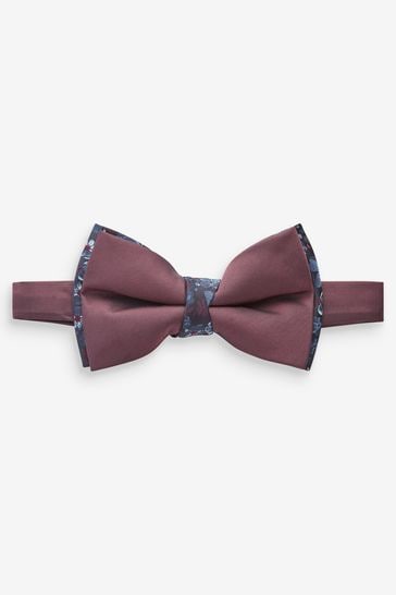 Burgundy Red Floral Bow Tie
