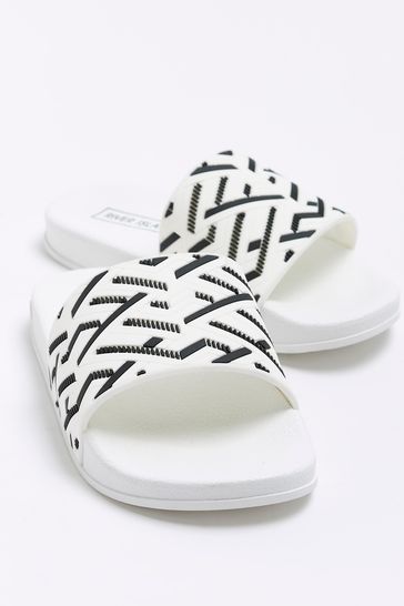 River island white sliders clearance