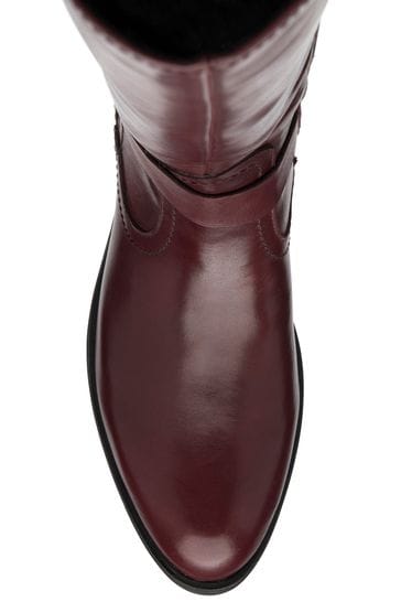 Burgundy leather knee boots sales