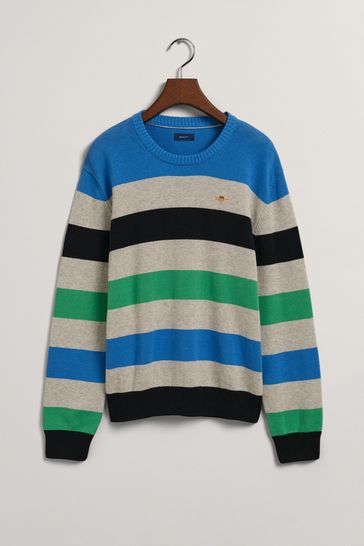 GANT Blue Knitted Striped Sweatshirt