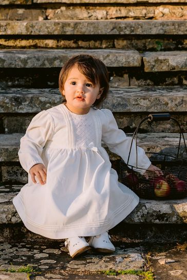 Buy Emile Et Rose Ivory Cream Cord Dress Embroidered Yoke