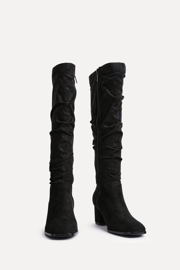 Block heel suede knee high boots 2025