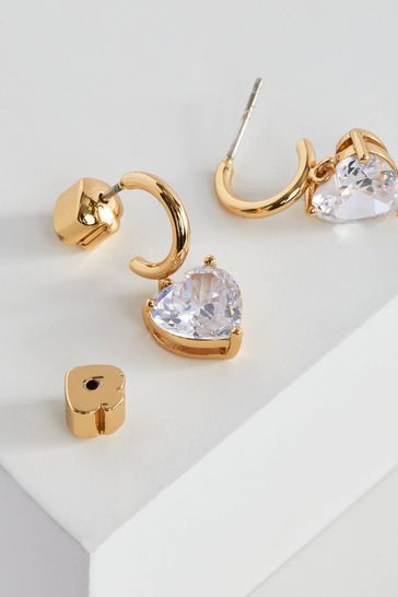 Kate Spade New York Clear Gold Heart Huggies