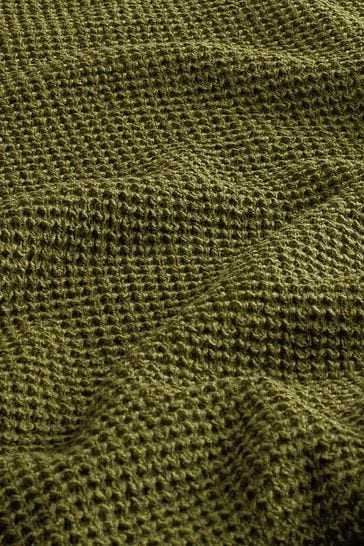 Olive Green Regular Knitted Textured Jumper