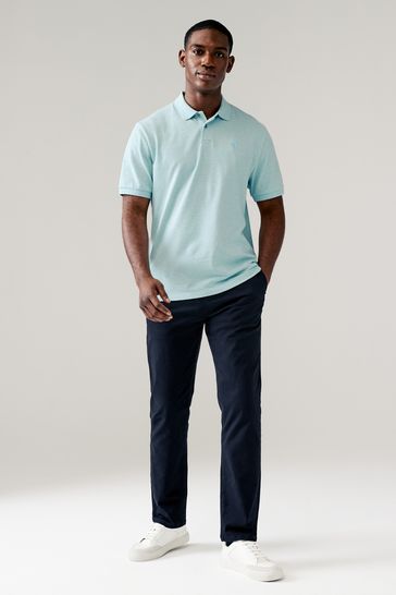 Buy Aqua Blue Marl Regular Fit Short Sleeve Pique Polo Shirt from Next Bahrain