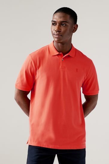 Bright Orange Regular Fit Short Sleeve Pique Polo Shirt