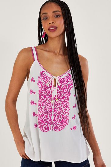 Monsoon Pink Embroidered Cami Top