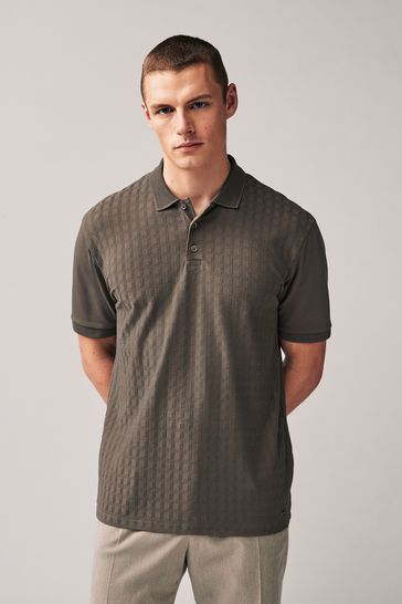 Brown Textured Polo Shirt