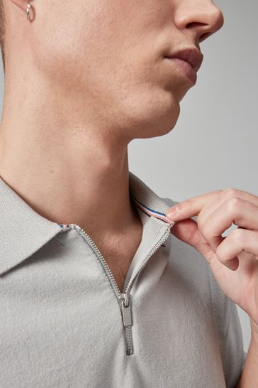 Knitted zip polo deals