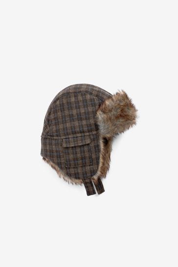 Grey Check Trapper Hat (3-16yrs)