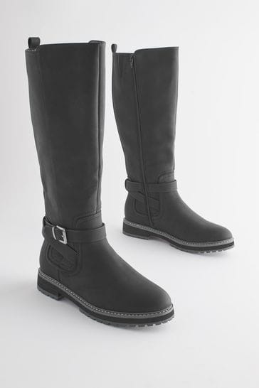 Buy Black Forever Comfort Buckle Detail Knee High Boots from Next